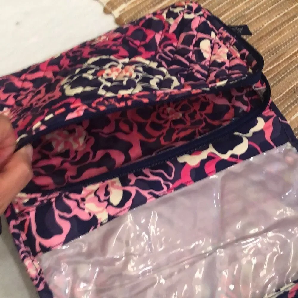 Vera Bradley Pink and purple floral, hanging cosmetic bag, travel bag, accessory
